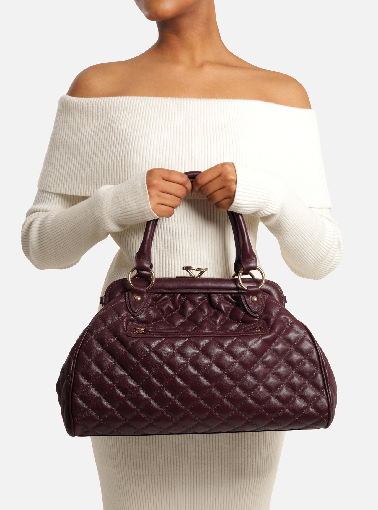 Bolsa Tote Bordô Couro Grande Matelassê Corrente — foto 6