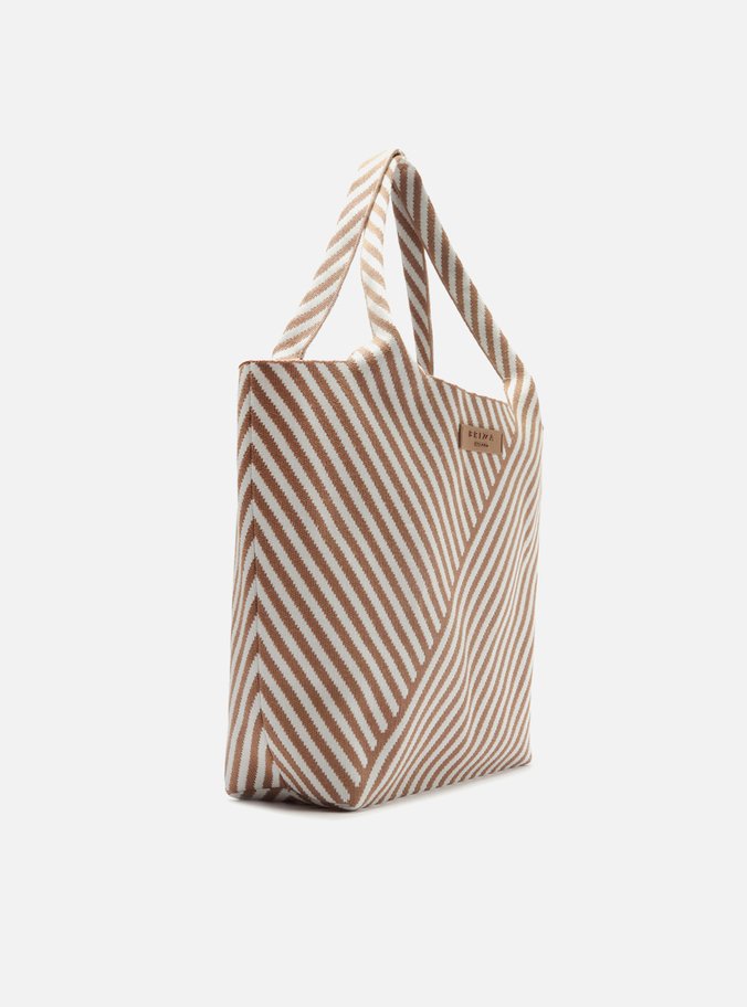 Bolsa Média Crochê Marrom Listras
