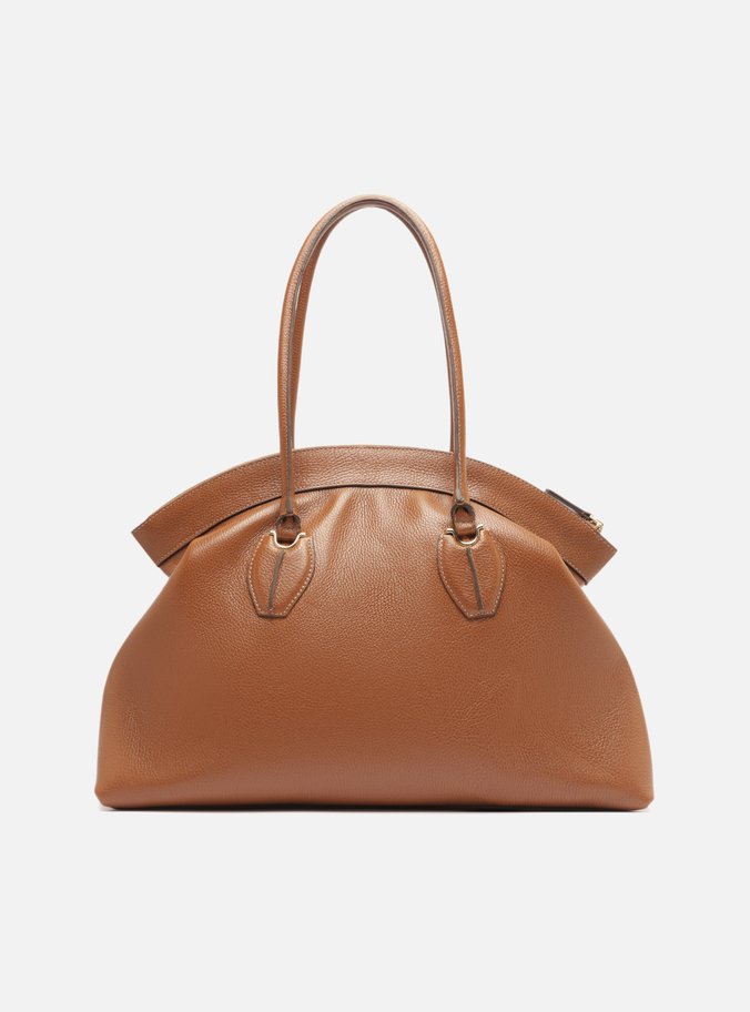 Bolsa Shopping Marrom Couro Grande Moderna