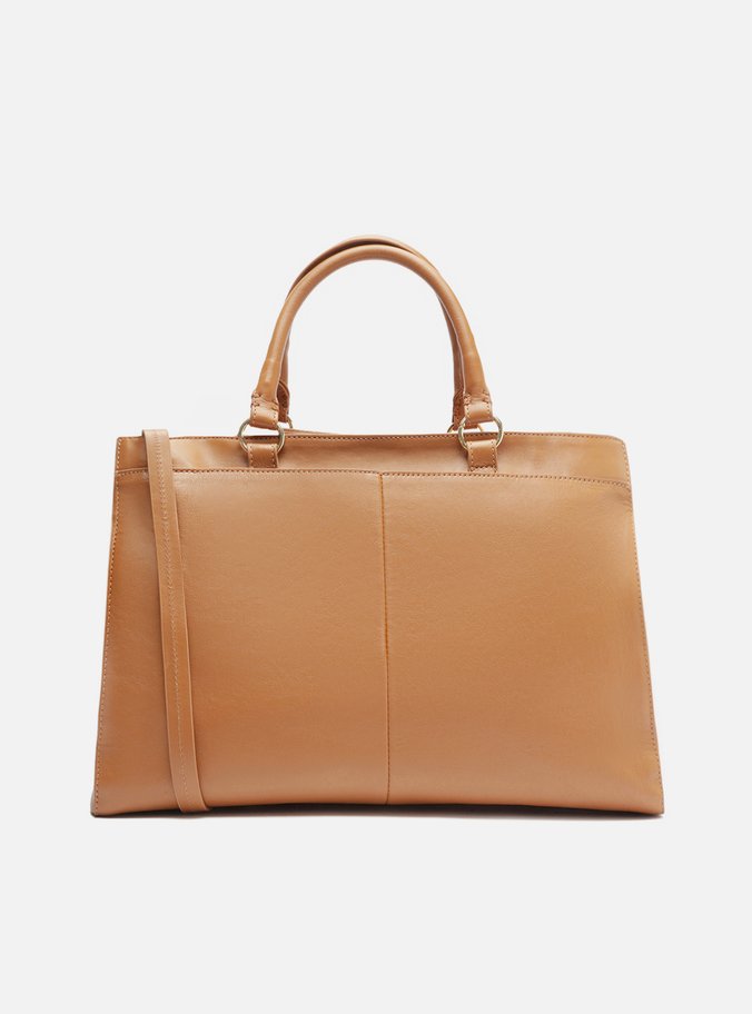 Bolsa Tote Marrom Couro Grande Tiras