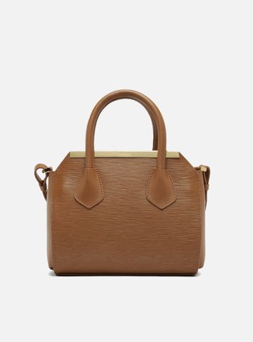 Bolsa Hobo Marrom Couro Textura Média Metal