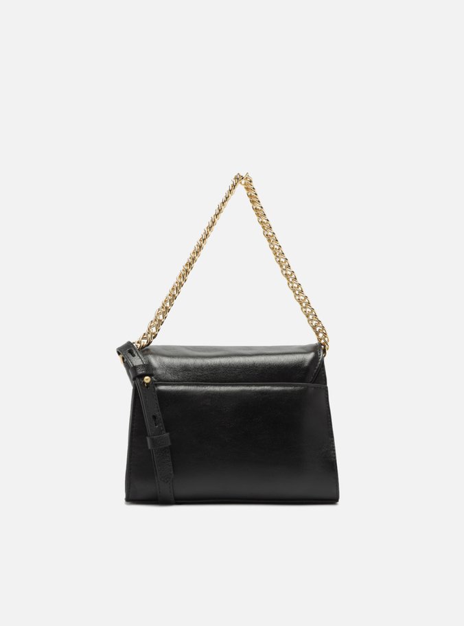 Bolsa Tiracolo Preta Couro Pequena Metal