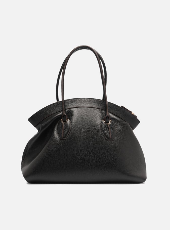 Bolsa Shopping Preta Couro Grande Moderna