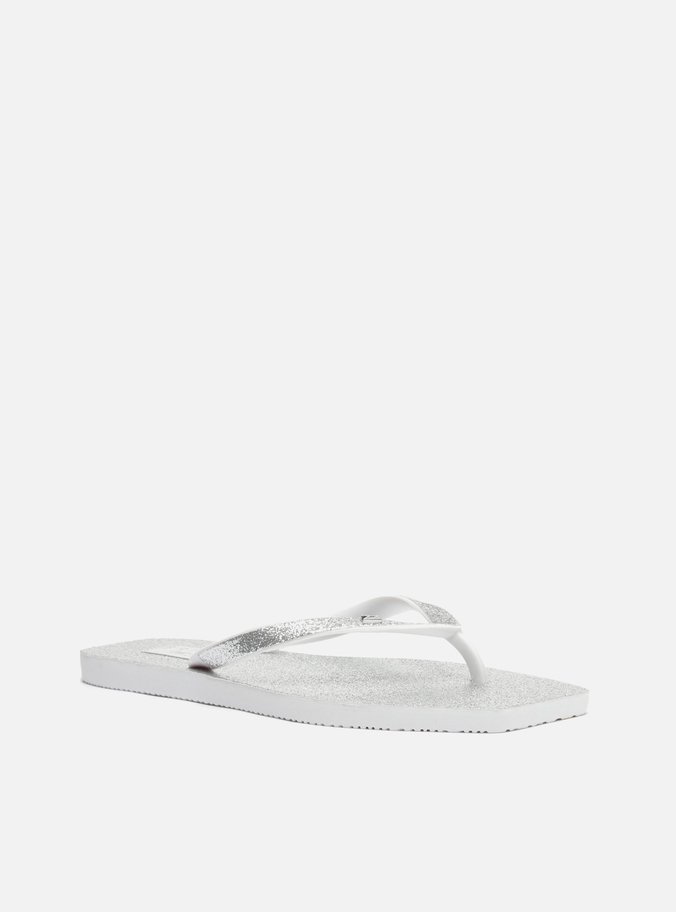Chinelo de Dedo Branco Glitter Brizza Square