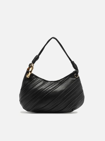 Bolsa Tiracolo Preta Couro Média Costuras