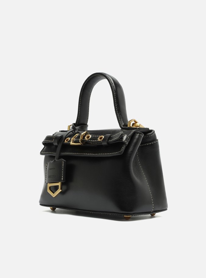 Tiracolo Preta Couro Pequena Bag Charm Victória