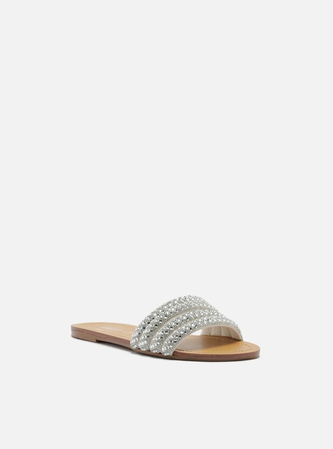 Slide Prata Tiras Cristais
