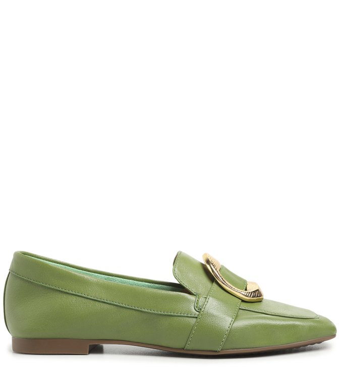Mocassim Verde Couro Serena