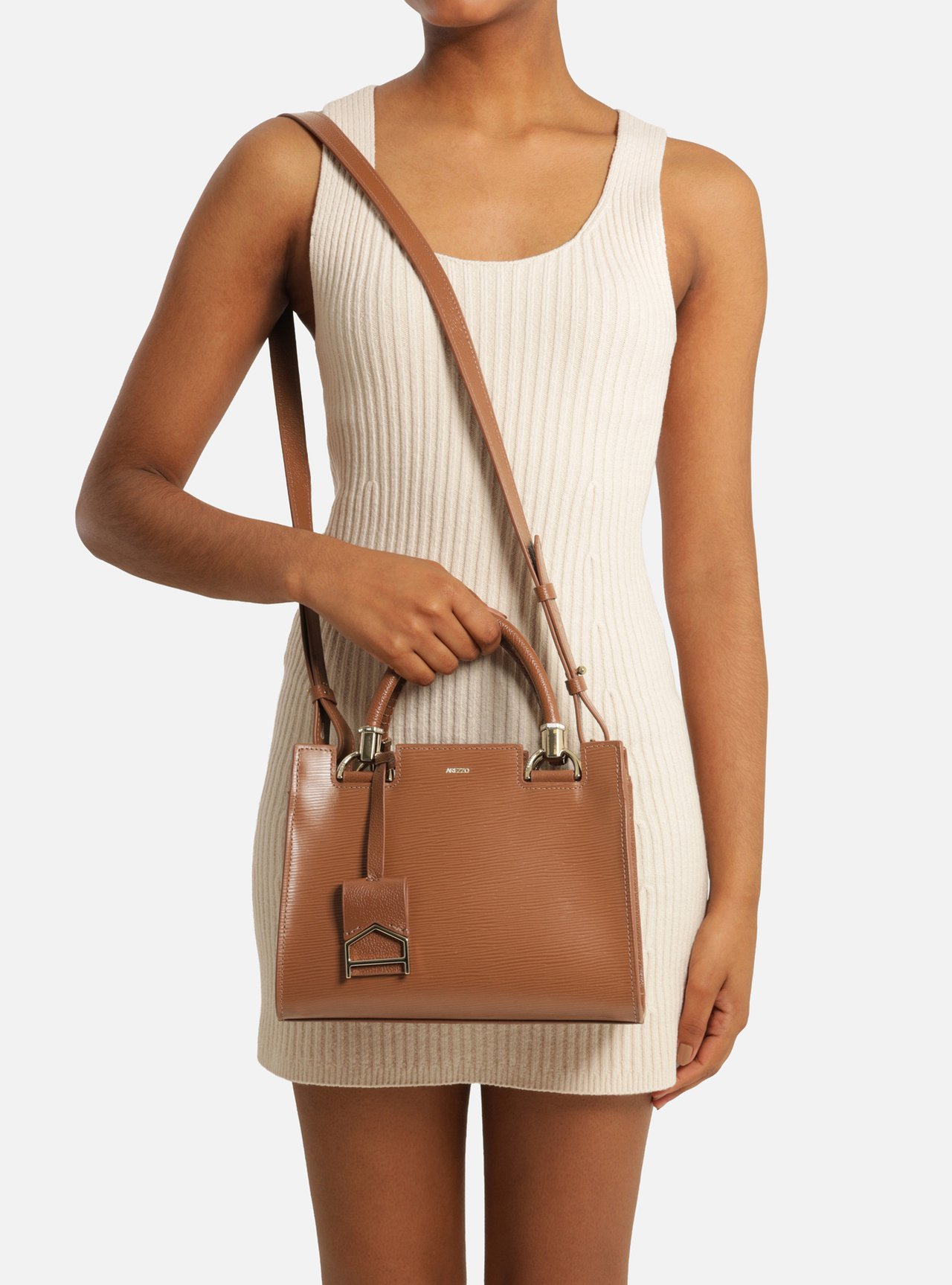 Bolsa Tote Caramelo Couro Abraccio Média — foto 6