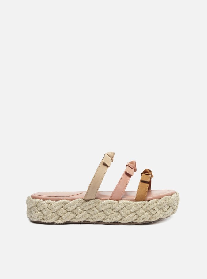 Sandália Marrom Nobuck Flatform Corda Nós