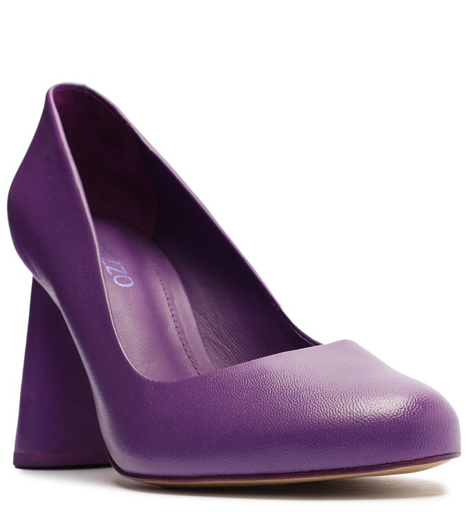Scarpin Roxo Couro Salto Alto Piera