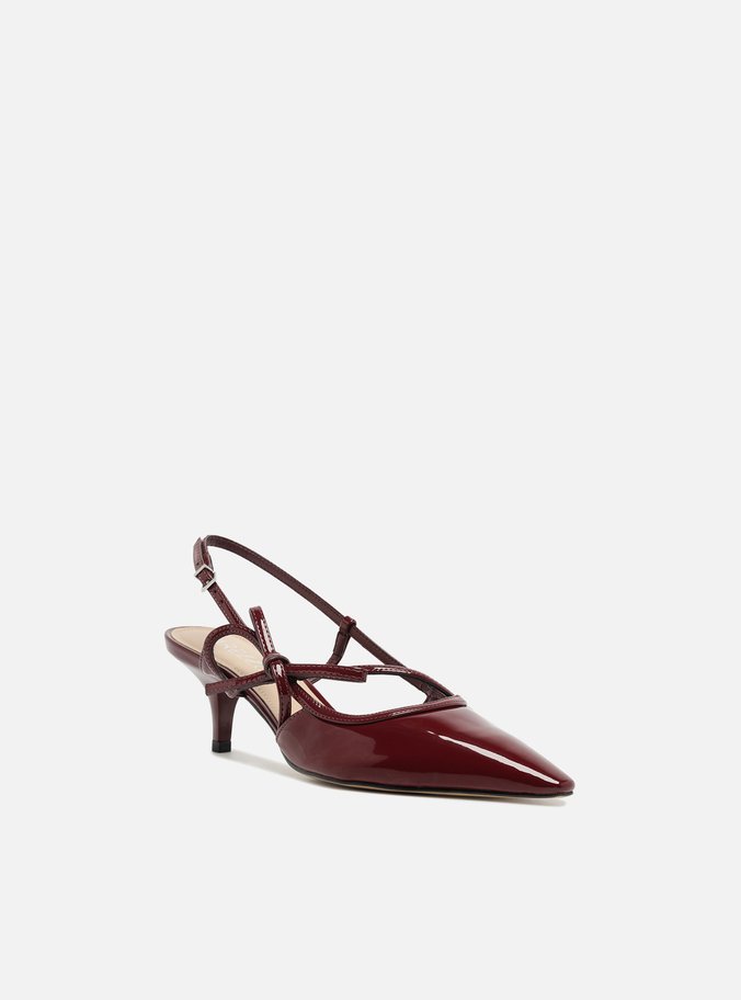 Scarpin Vermelho Salto Fino Slingback Laço