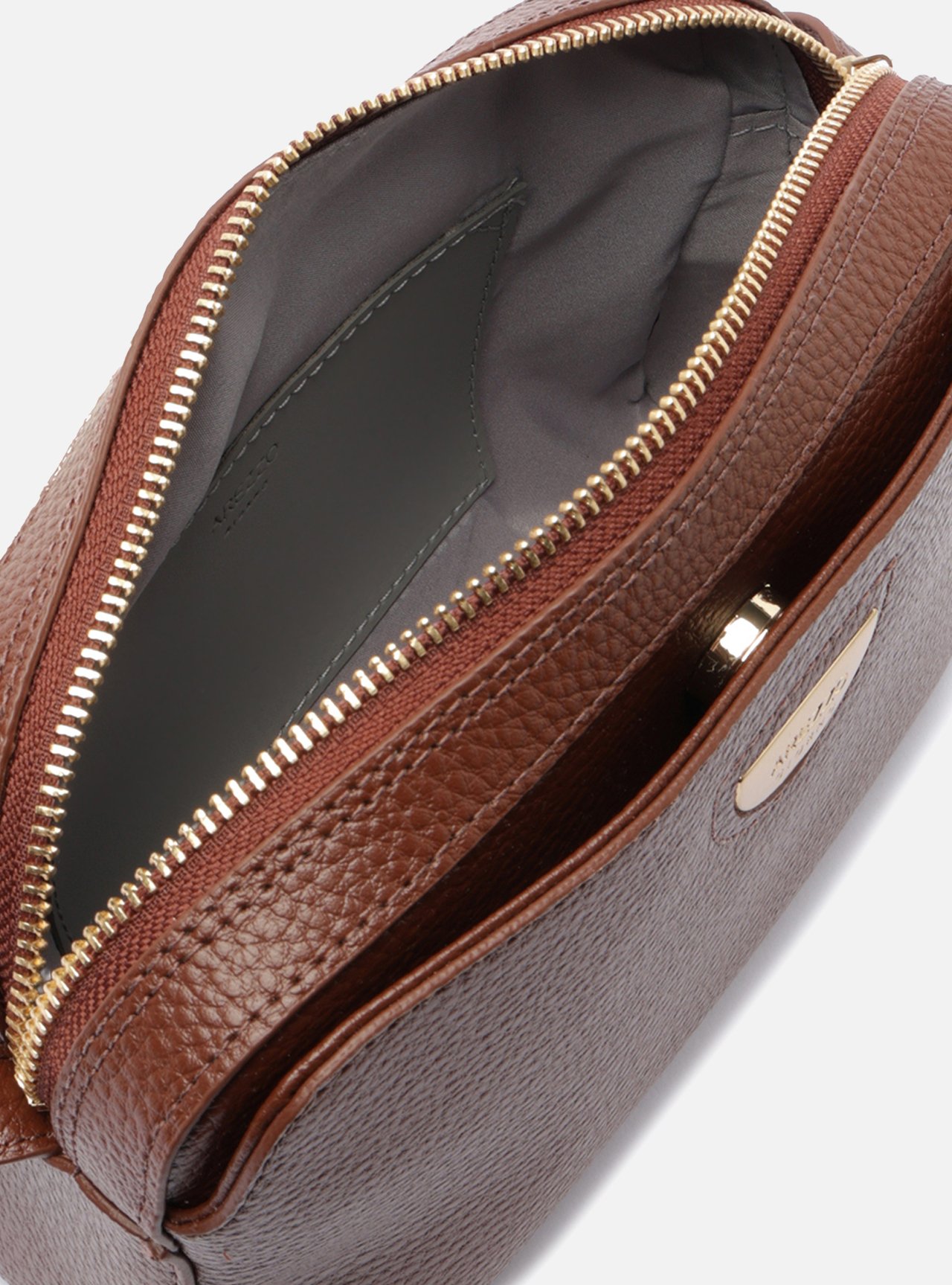 Bolsa Tiracolo Marrom Granulada Franja — foto 4