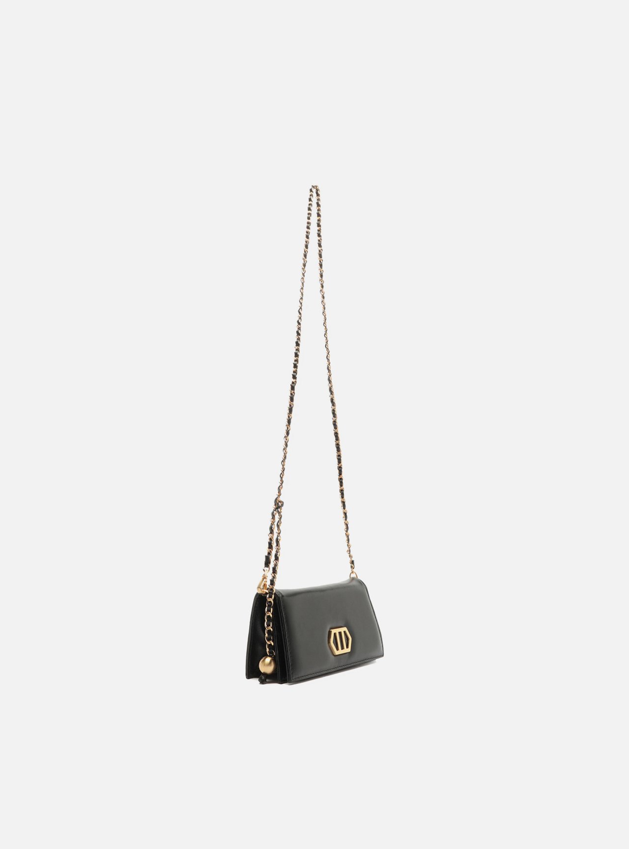 Bolsa Clutch Preta Couro Pequena Corrente — foto 5