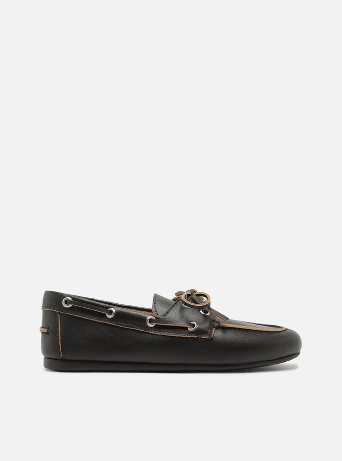 Mocassim Dockside Preto Couro Amarração