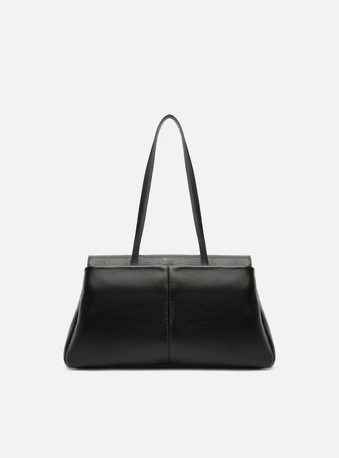 Bolsa Shopping Preta Couro Média