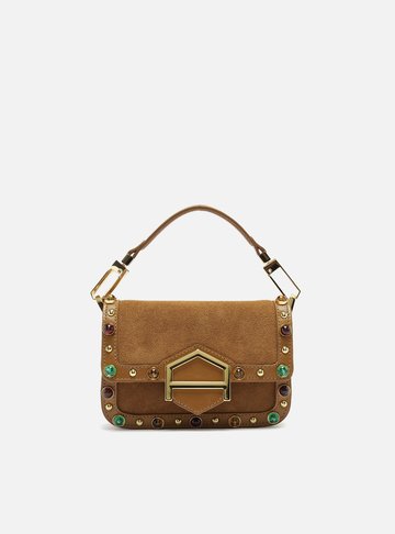 Bolsa Tiracolo Marrom Couro A001 Pequena Pedras