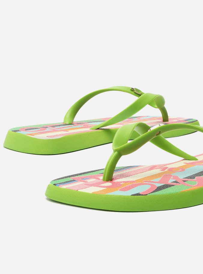 Kit Chinelo de Dedo Verde Listras e Bag Fruttare