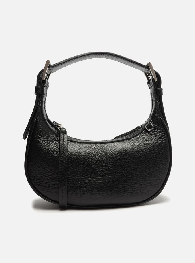 Bolsa Hobo Preta Couro Lu Média