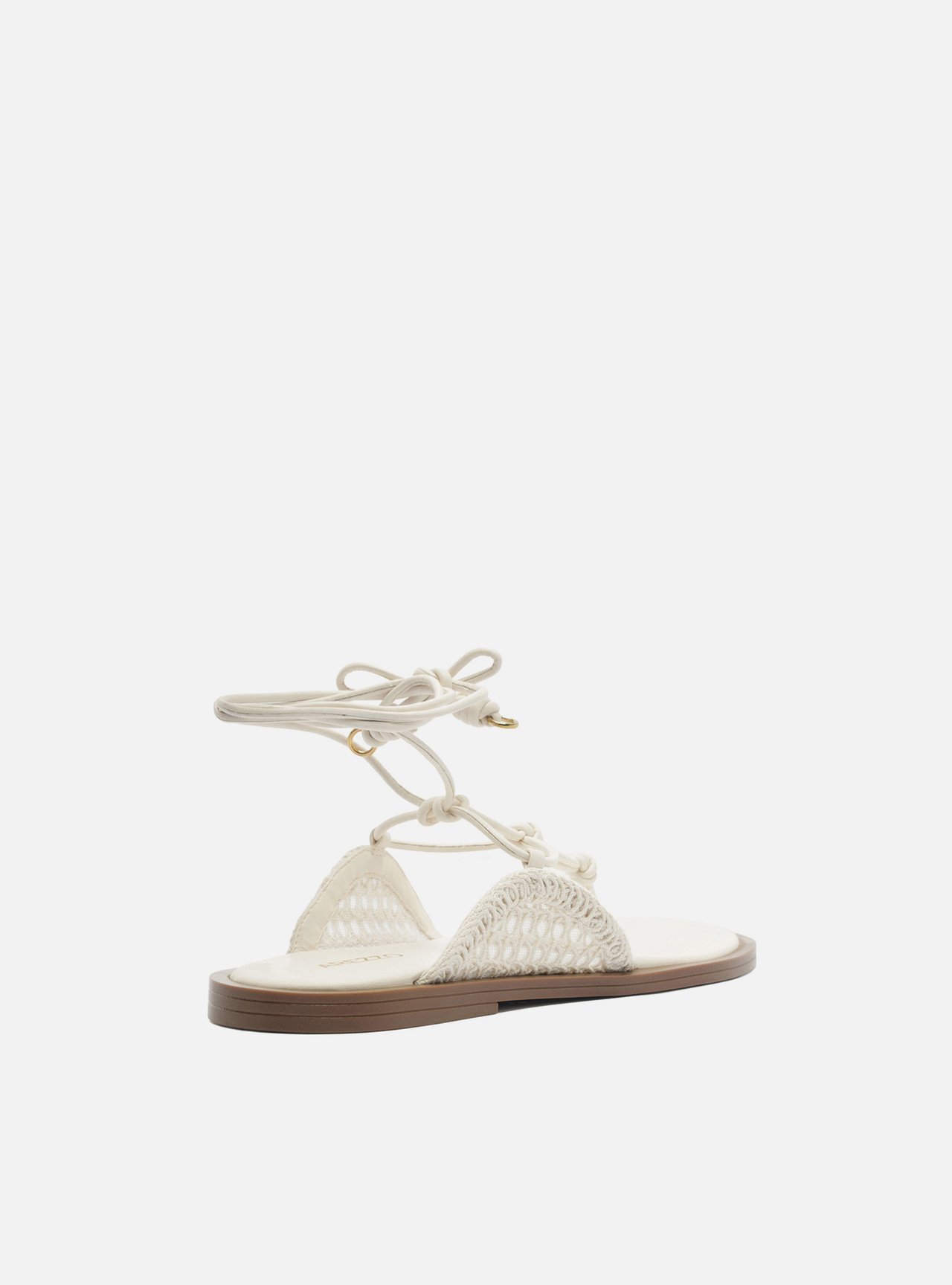 Sandália Rasteira Off-White Bordado Amarração — foto 3