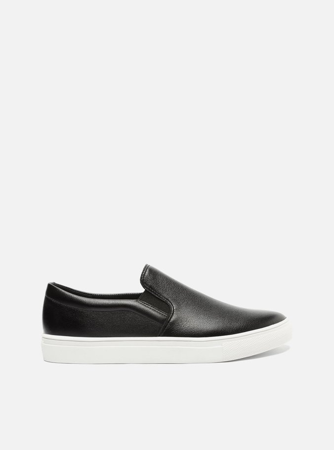 Slip On Preto Couro Flatform