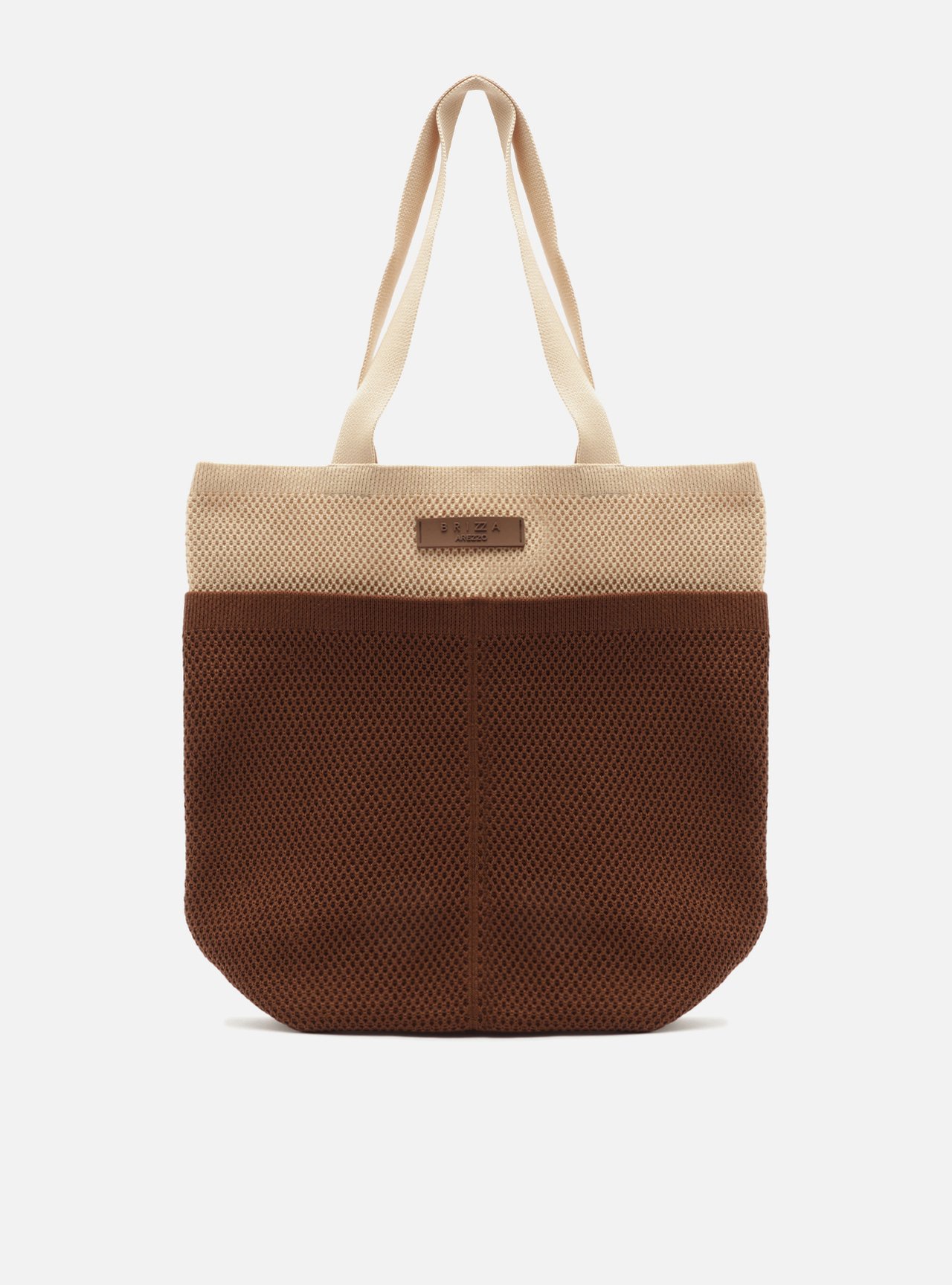 Bolsa Shopping Marrom Knit Grande Metais Brizza — foto 1