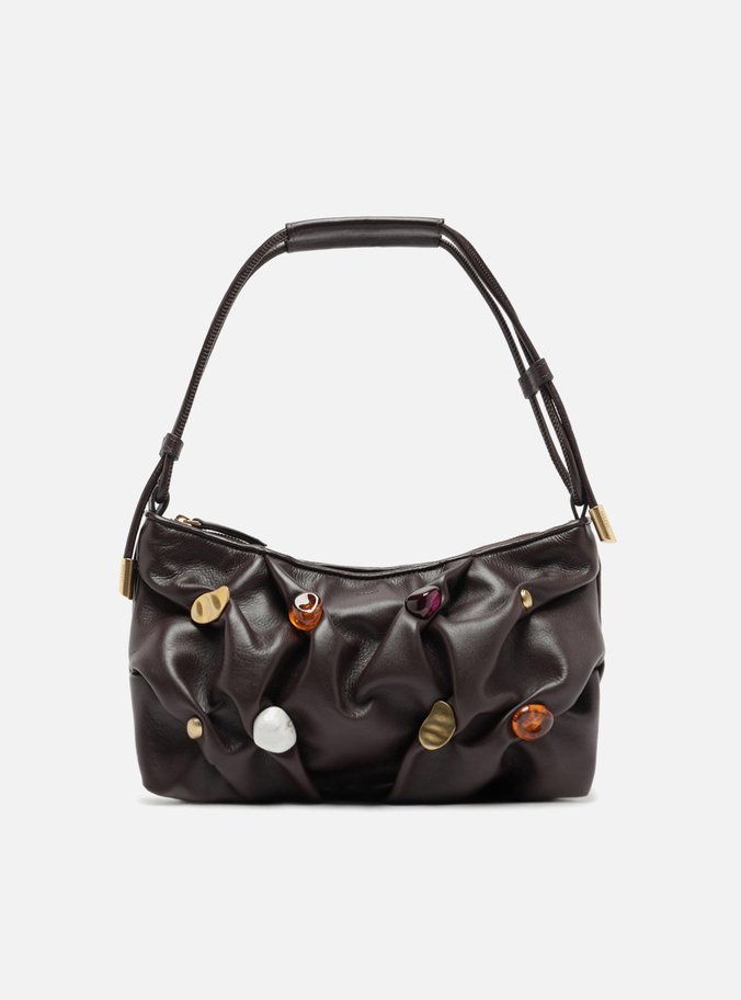 Bolsa Tiracolo Marrom Couro Média Aplicações