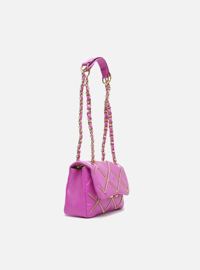 Bolsa Tiracolo Rosa Correntes Couro Mizz Pequena