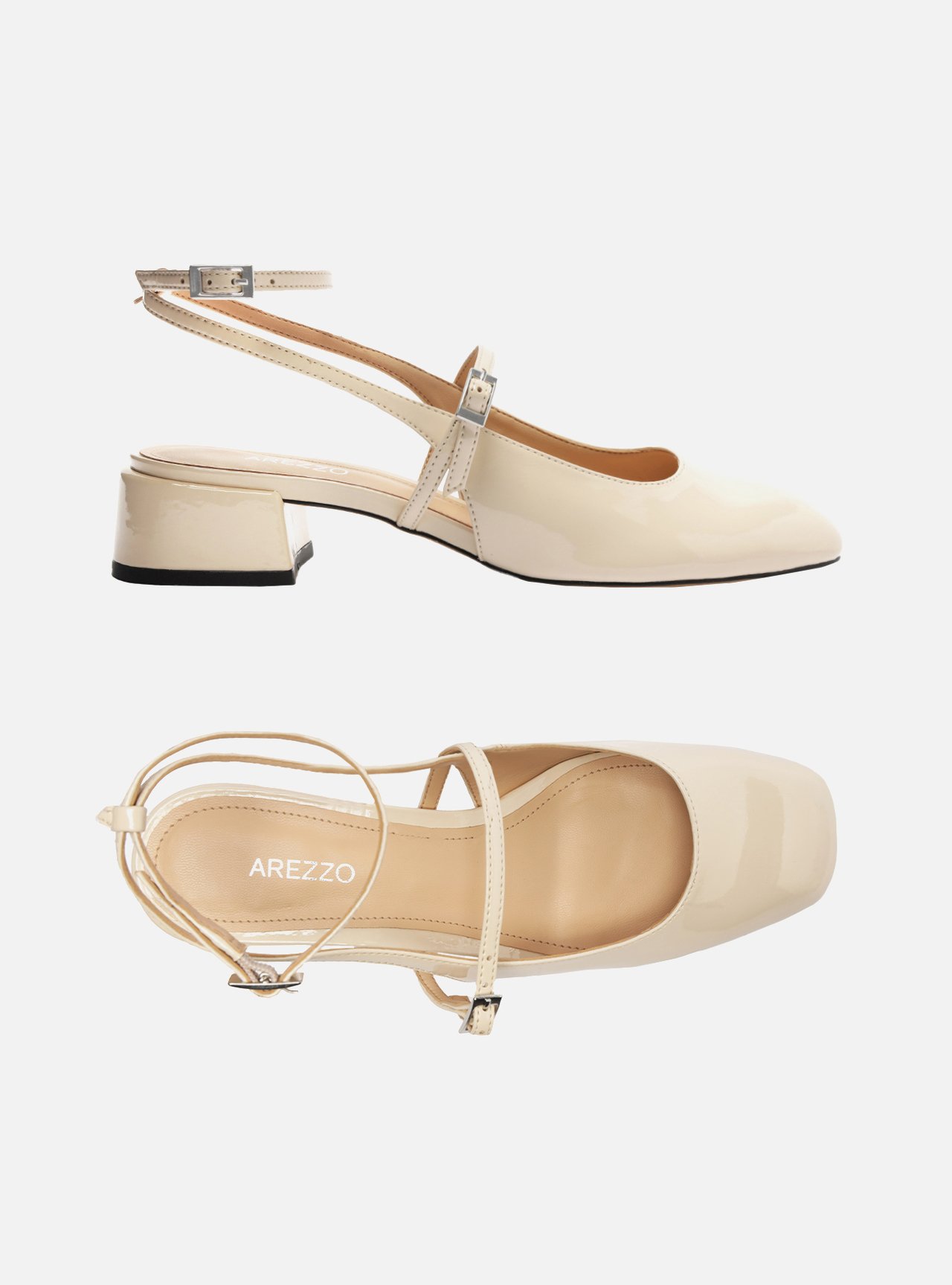 Sapato Boneca Off-White Verniz Aberto Tiras Fivelas — foto 6