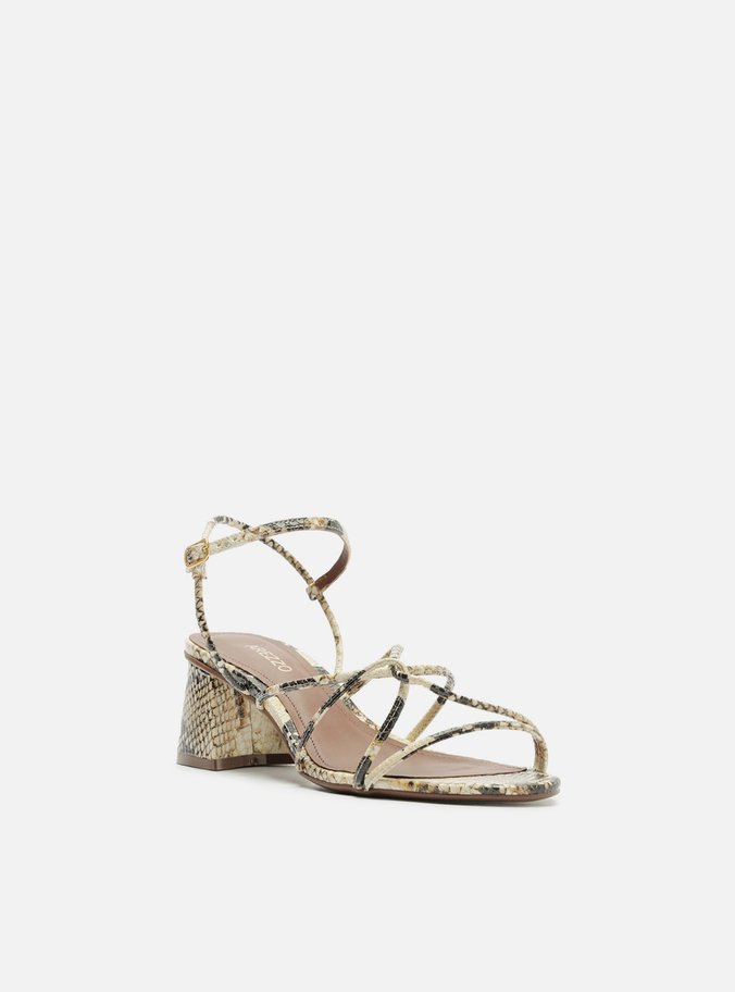 Sandália Animal Print Bloco Tiras Finas