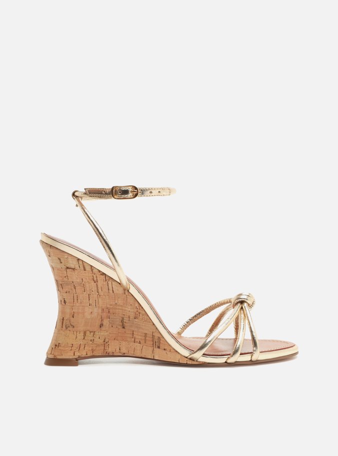 Sandália Dourada Anabela Nó