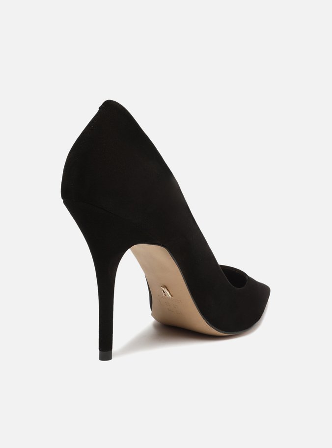 Scarpin Preto Nobuck Salto Alto Fino Bico Fino