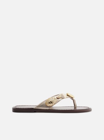 Rasteira Dourada Flip Flop Metais