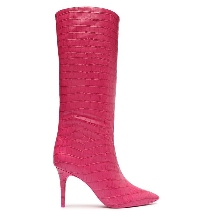 Bota Rosa Croco Cano Alto Miranda [PRÉ VENDA]