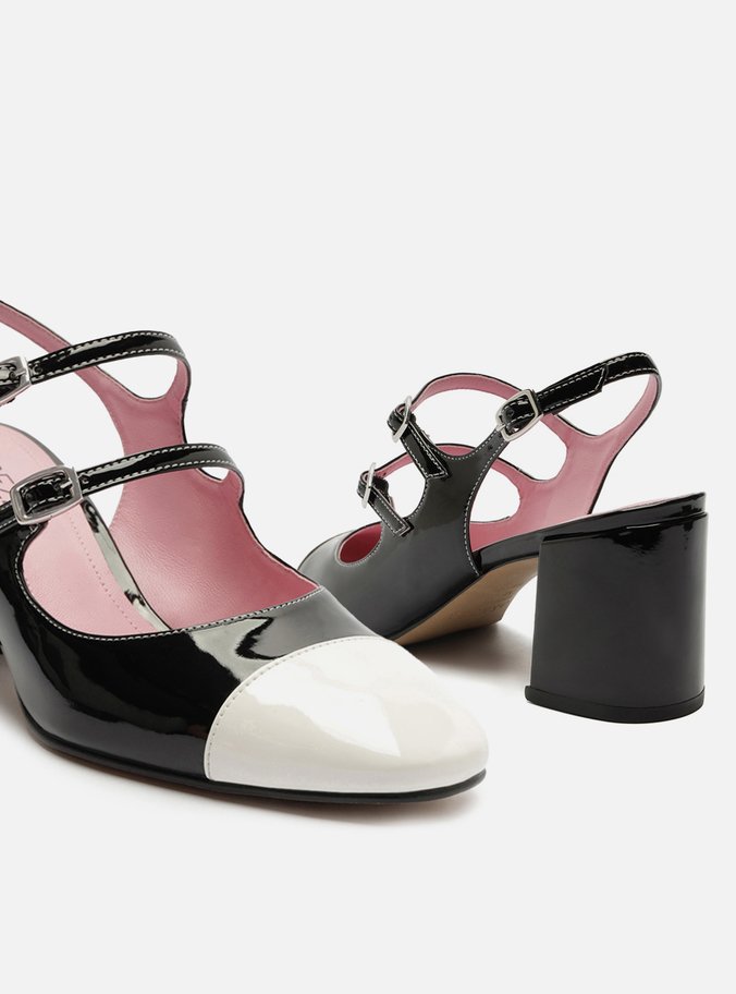Sapato Boneca Preto Verniz Tiras Cap Toe