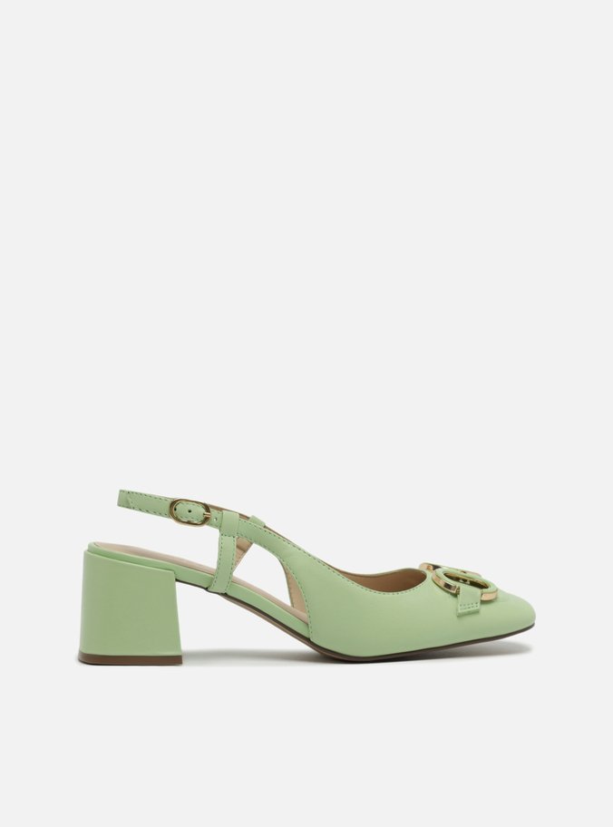 Scarpin Verde Bico Quadrado Bridão