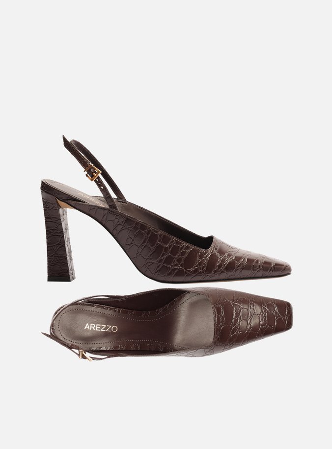 Scarpin Marrom Croco Slingback