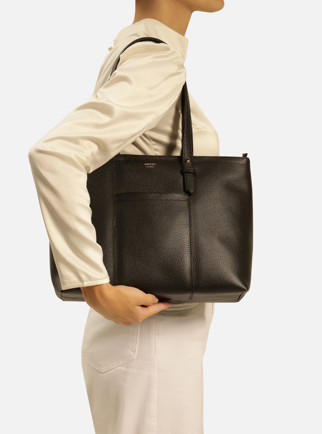 Bolsa Shopping Preta Grande Bolso Frontal — foto 6