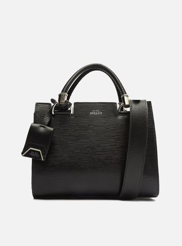 Bolsa Tote Preta Couro Abbraccio Média