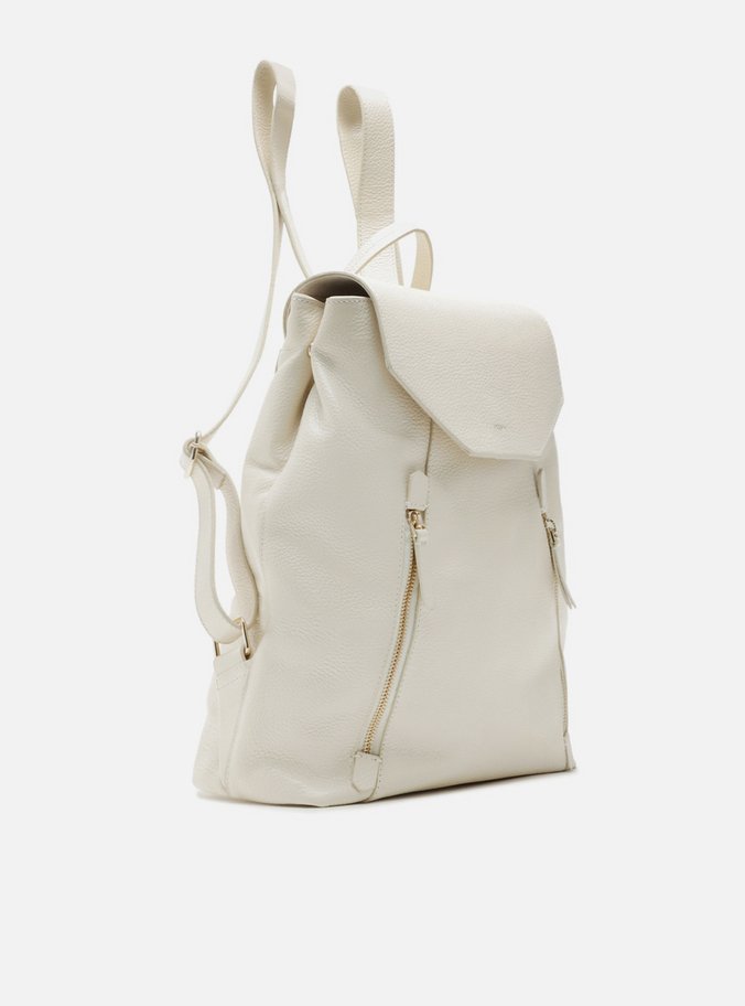 Mochila Off-White Couro Grande Bolsos