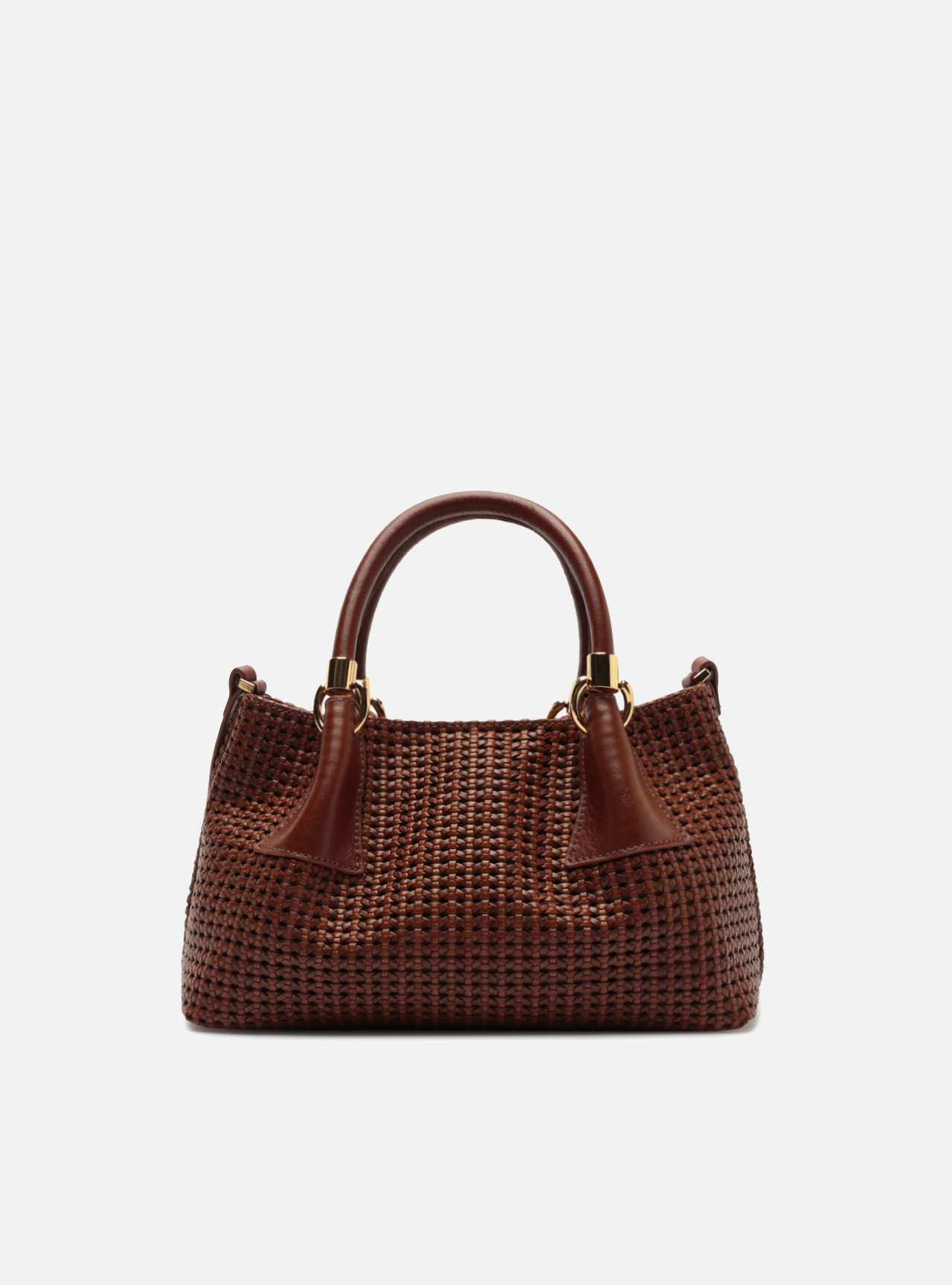 Bolsa Tote Marrom Couro Média Tressê — foto 1