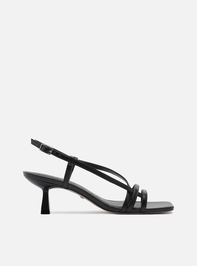 Sandália Preta Tiras Salto Baixo