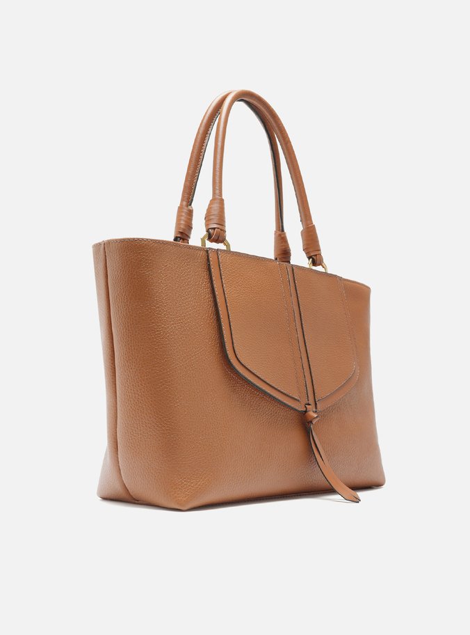 Bolsa Shopping Marrom Couro Grande Recortes Capa