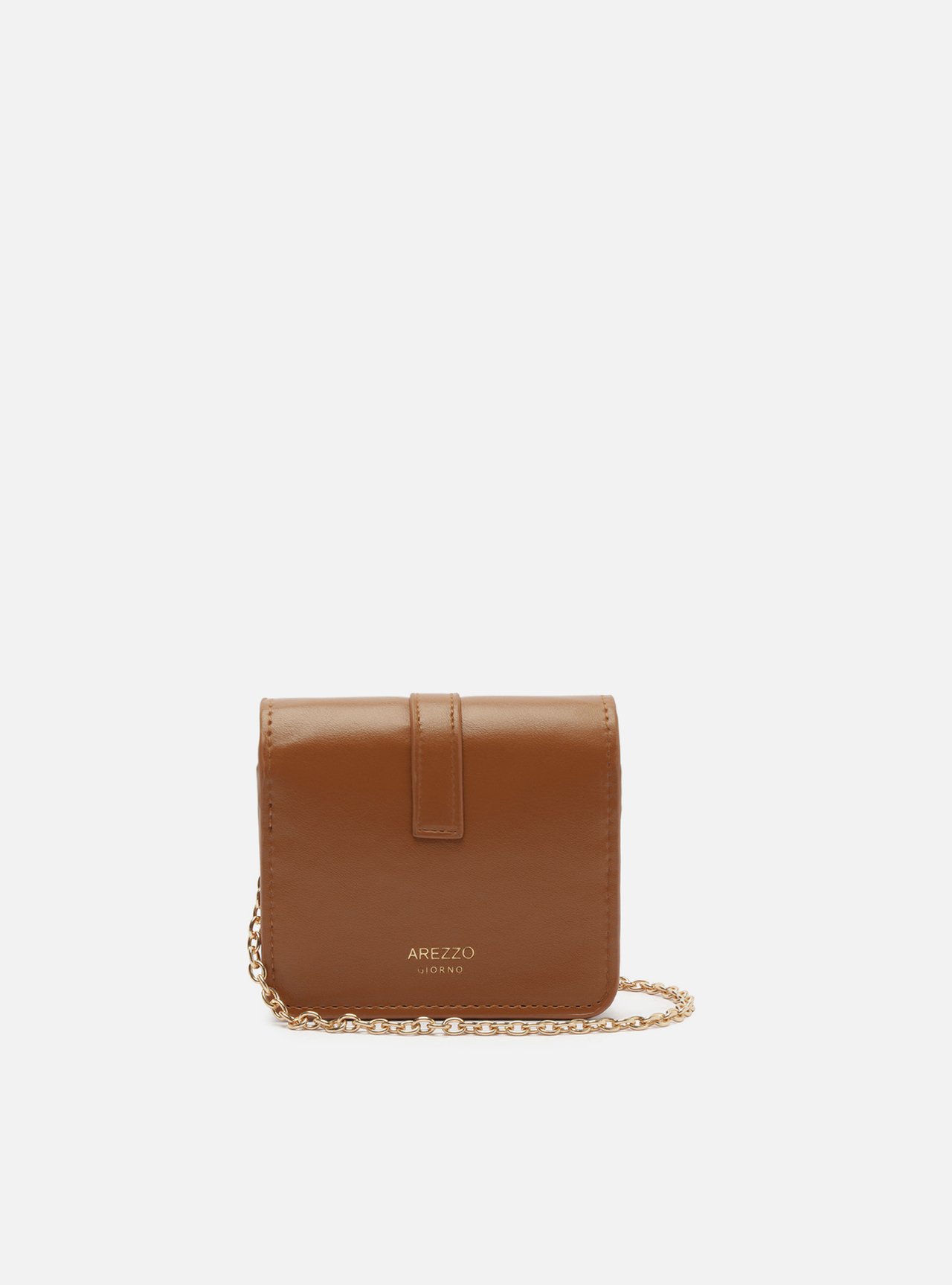 Bolsa Tiracolo Marrom Pequena Corrente Dourada — foto 3