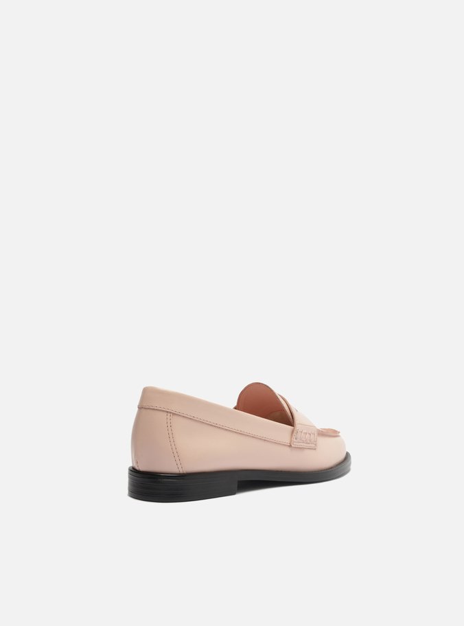 Mocassim Rosa Couro Bico Redondo Tira