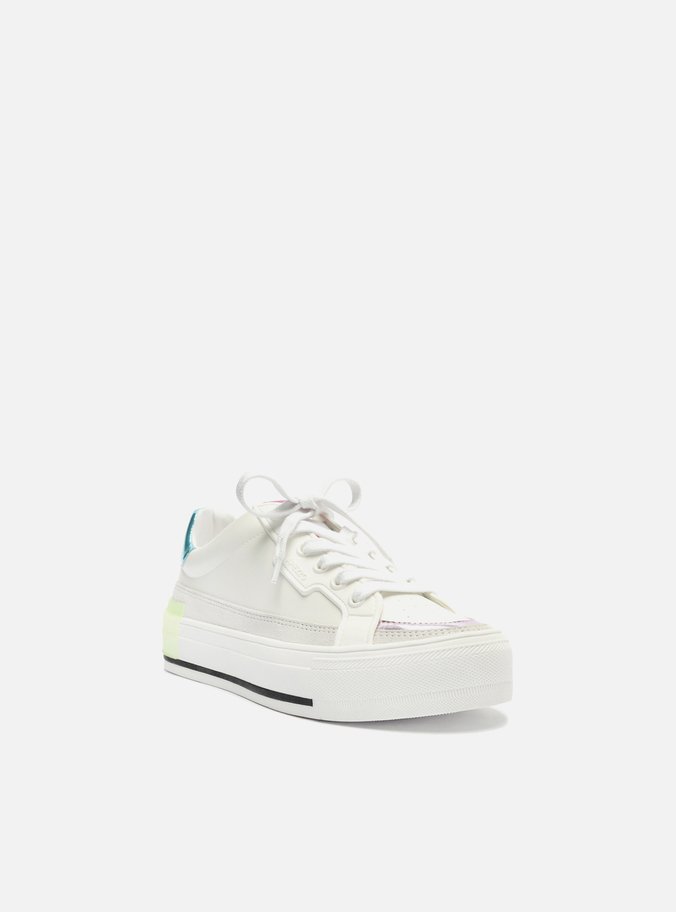 Tênis Branco Multimaterial Bico Redondo Blue