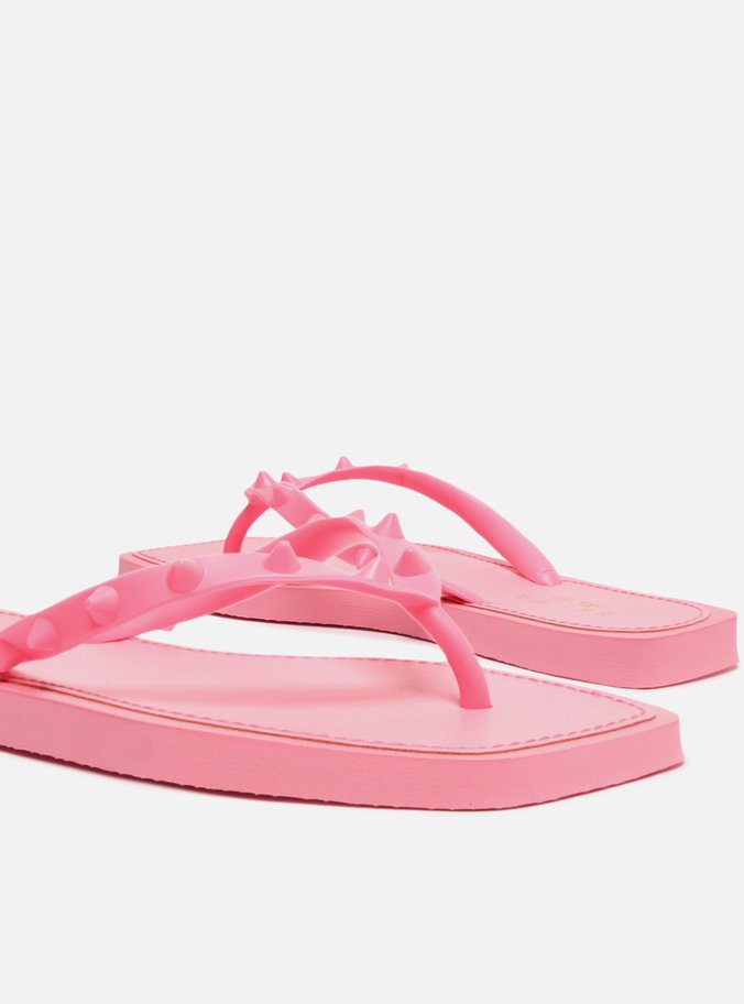 Chinelo de Dedo Rosa Bico Quadrado Brizza Rock
