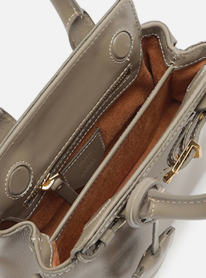 Bolsa Tote Cinza Couro Pequena Bag Charm Victória