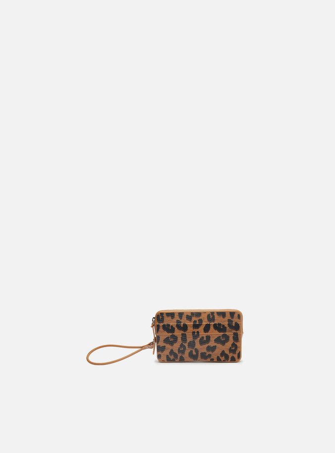Clutch Marrom Animal Print Alça Malu