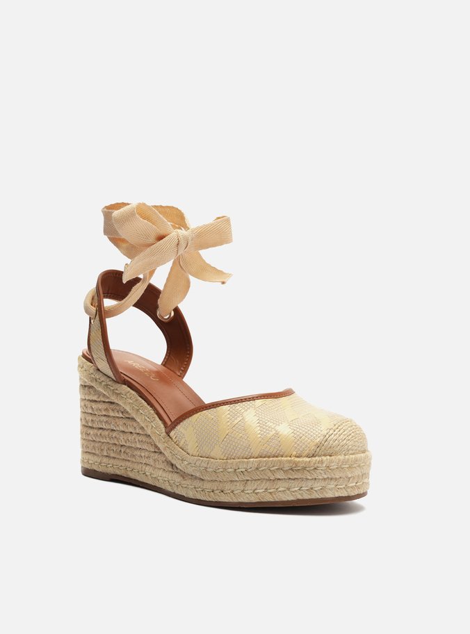 Espadrille Bege Tramada Plataforma Monograma